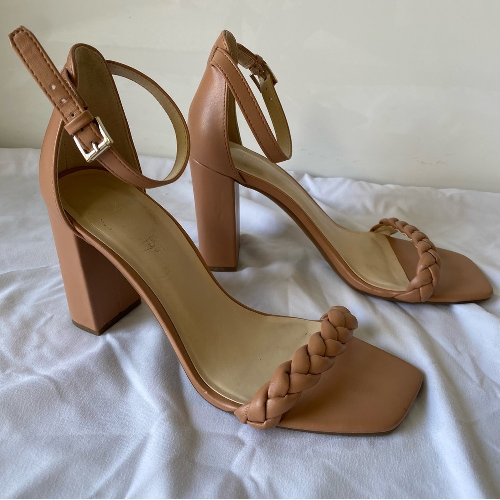Elegant Tan Nine West Block Heel Sandals